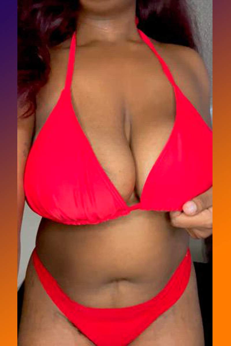 Busty ebony with bikini in breasts reveal (gif) · Pandesia World